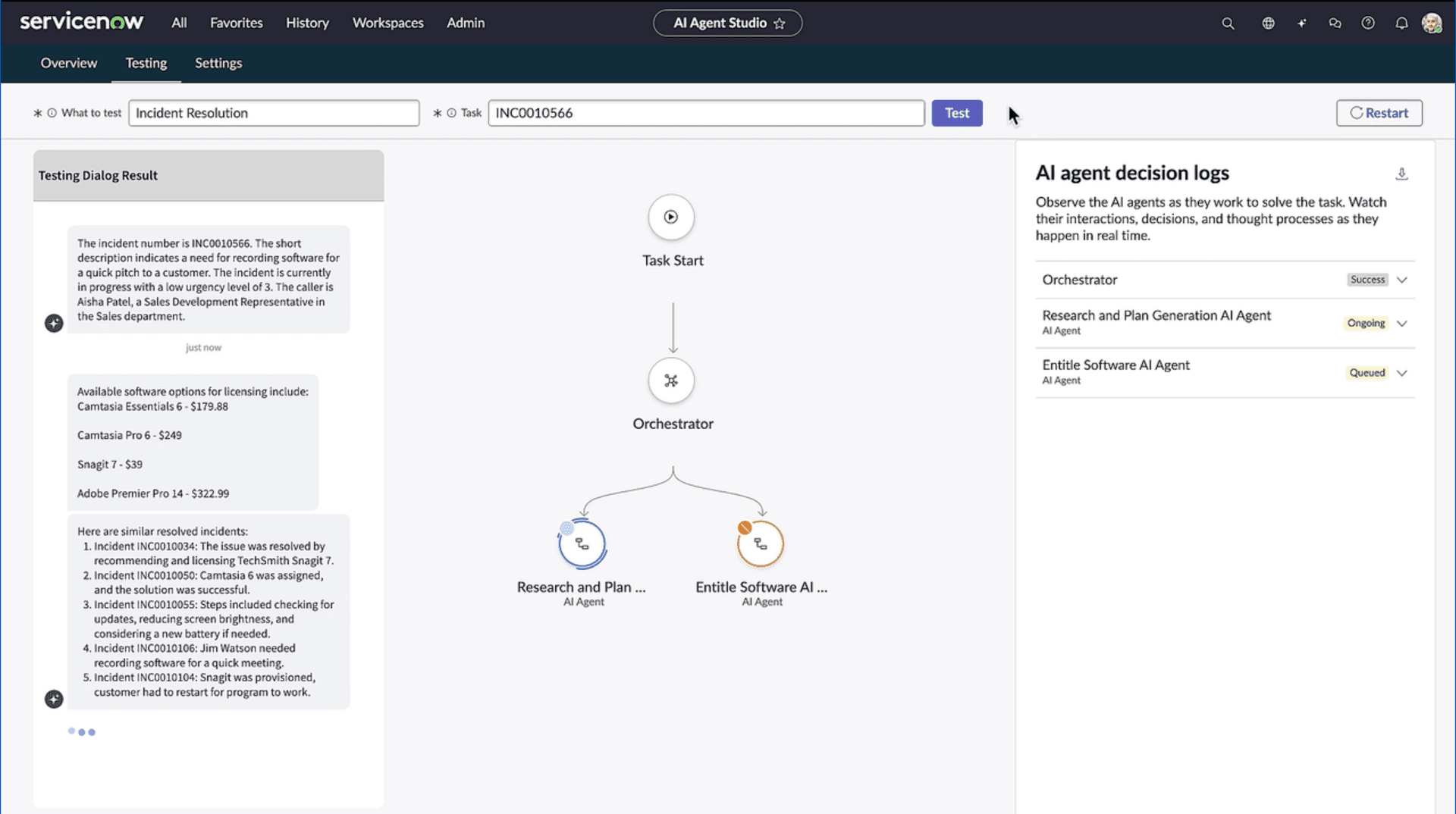 Orchestrator with sub-agents for incident resolution